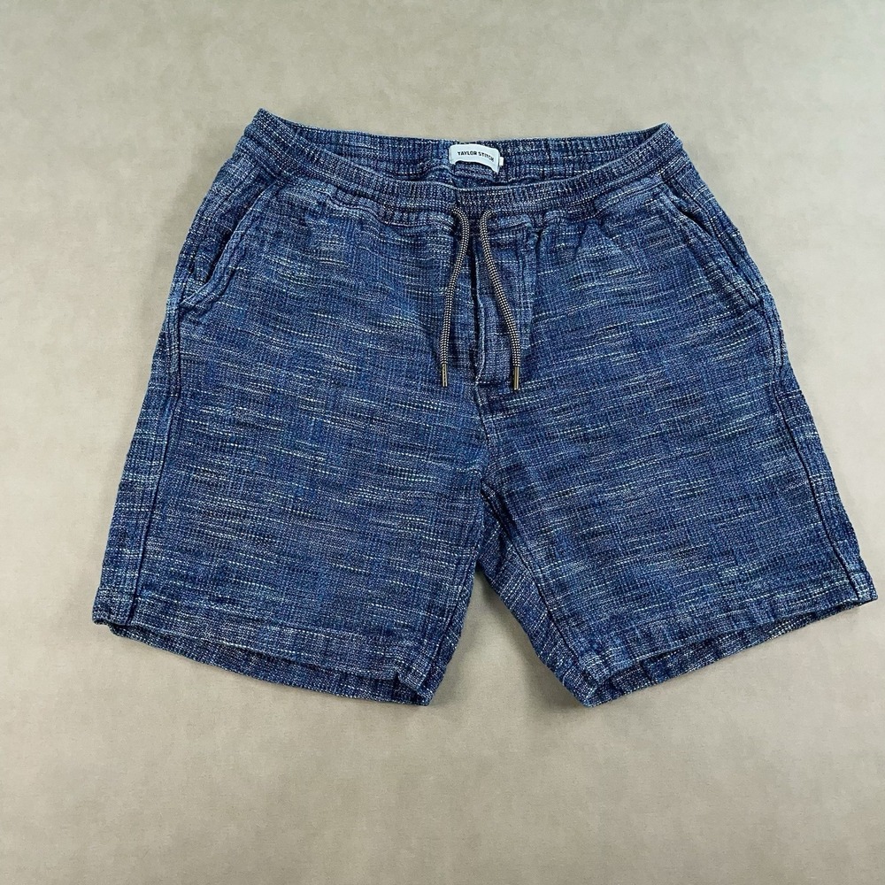 Taylor Stitch Après Shorts Mens Small Blue Indigo Sashiko Textured Lounge Shorts